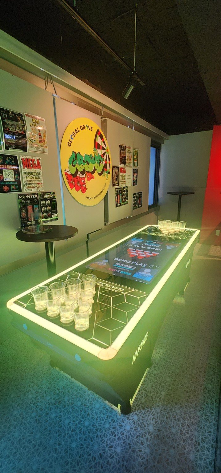 渋谷のGROVEで遊べるLEDビアポン台