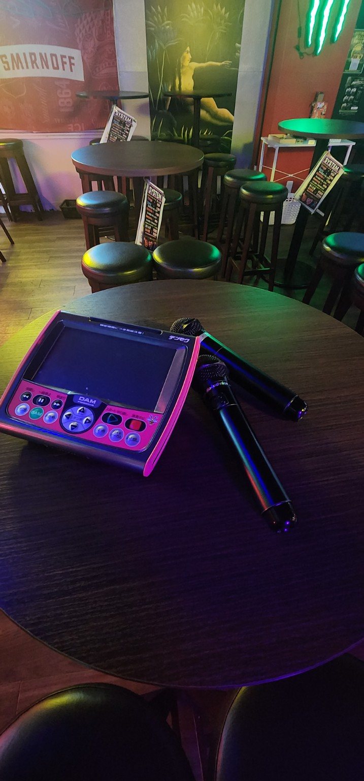 Karaoke microphones and song tablet at GROVE